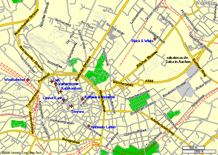 Salsa in Aachen: Stadtplan (anklicken zum zoomen / verschieben - click to zoom in/out