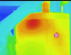 Infrarotaufnahme / Wrmebild / Thermografische Aufnahme: 1000-Liter- Elektroboiler mit z.T. mangelhafter Isolation