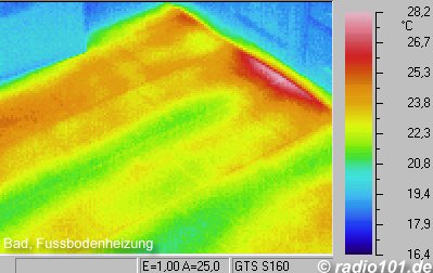 Thermography: Infrared image / thermal image: heat radiation of an underfloor heating