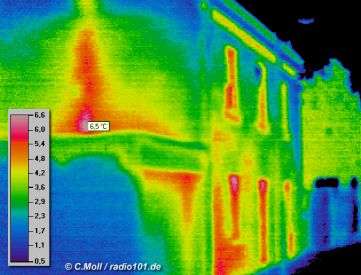 Gebäudethermographie, Beispiel - thermography (click to enlarge) - Wärmebildkamera: Impac IVN 770P