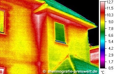 Gebudethermographie: Thermographische Aufnahme / Wärmebild: Haus